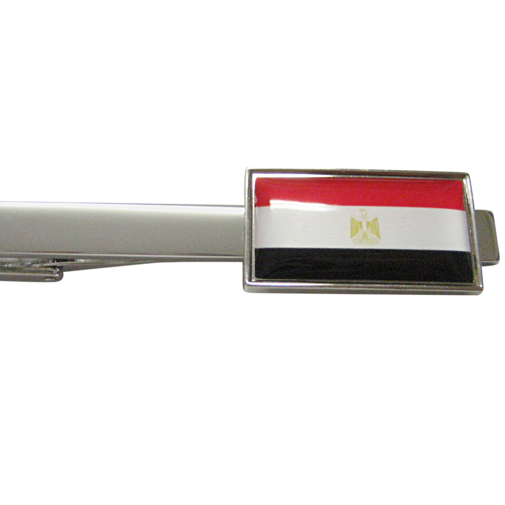 Thin Bordered Egypt Flag Square Tie Clip - image 1